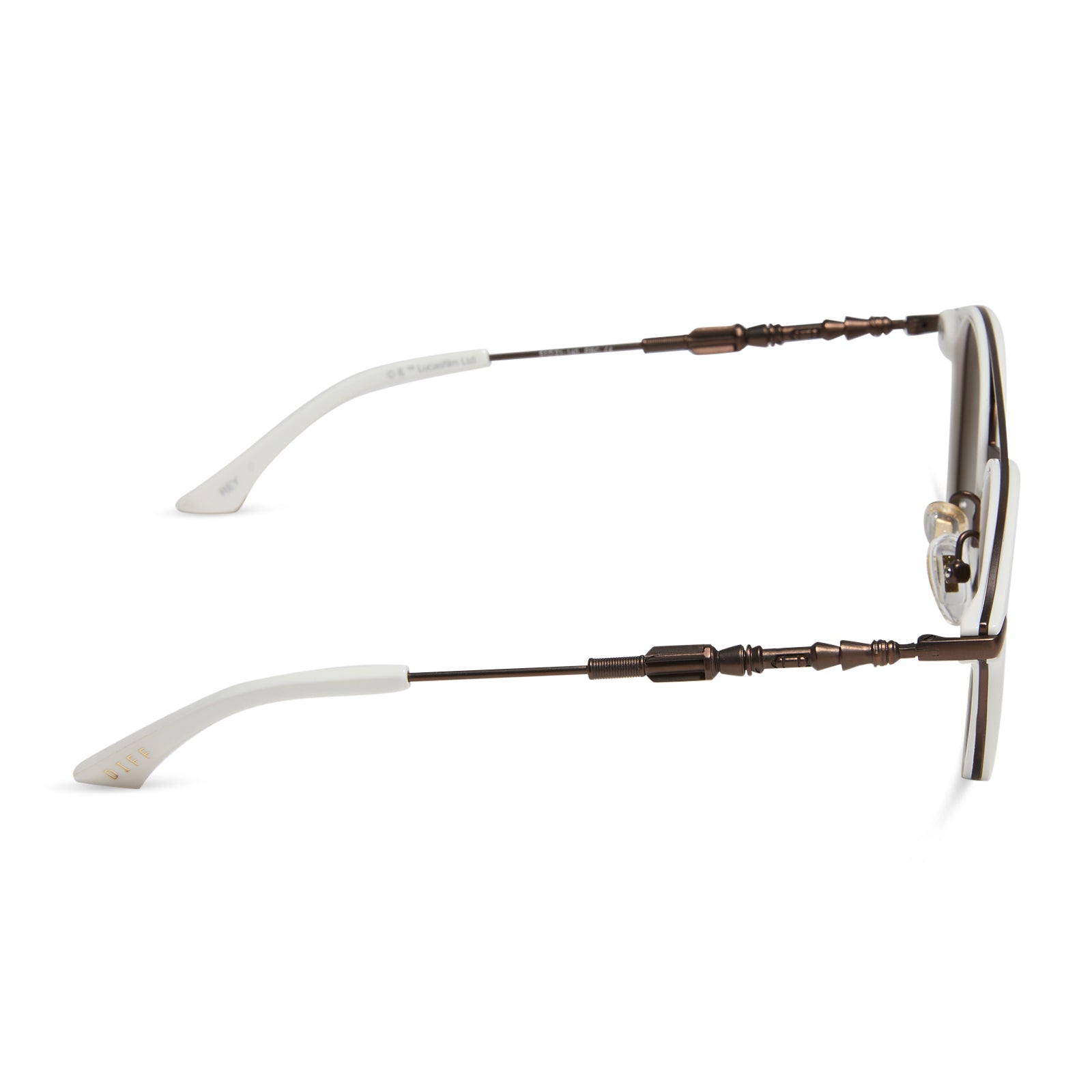 star wars x diff eyewear featuring the rey™ round sunglasses with a off white + bronze frame and brown gradient polarized lenses side view
