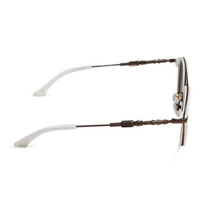 star wars x diff eyewear featuring the rey™ round sunglasses with a off white + bronze frame and brown gradient polarized lenses side view