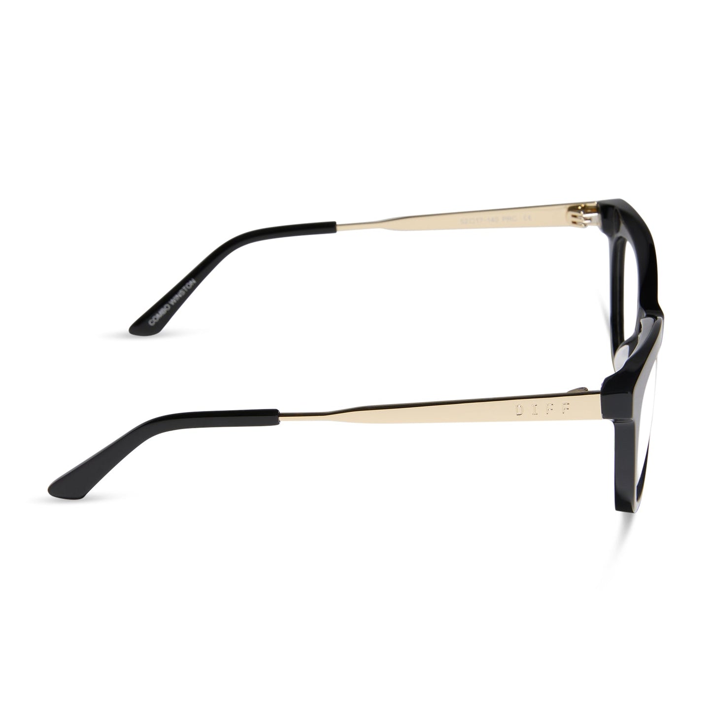 diff eyewear featuring the sylvia cat eye prescription glasses with a black frame side view