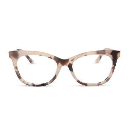diff eyewear featuring the sylvia cat eye prescription glasses with a cream tortoise frame front view