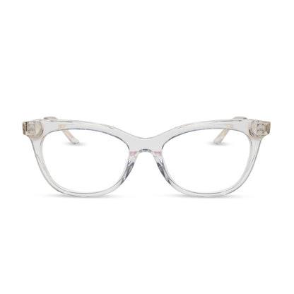 diff eyewear featuring the sylvia cateye prescription glasses with a crystal clear frame front view