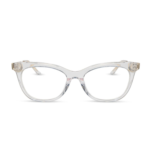 diff eyewear featuring the sylvia cateye prescription glasses with a crystal clear frame front view