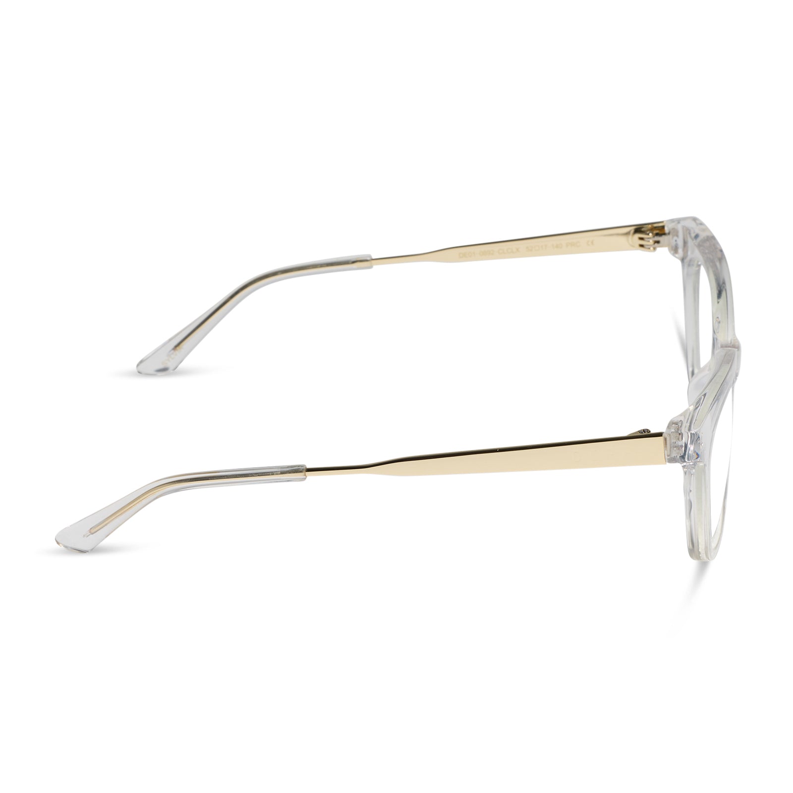 diff eyewear featuring the sylvia cateye prescription glasses with a crystal clear frame side view