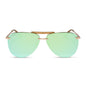 diff eyewear tahoe oversized aviator sunglasses with a gold metal frame and dew drop blue mirror polarized front view