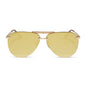 diff eyewear tahoe aviator oversized sunglasses with a gold metal frame and brilliant gold mirror lenses front view