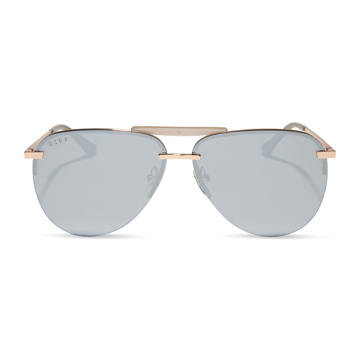diff eyewear featuring the tahoe aviator sunglasses with a gold frame and silver chrome mirror lenses front view