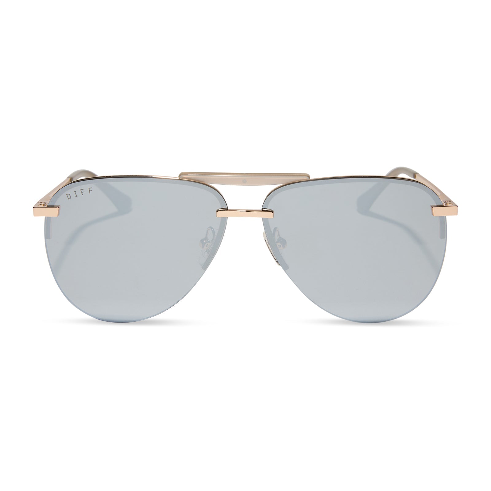 diff eyewear featuring the tahoe aviator sunglasses with a gold frame and silver chrome mirror lenses front view