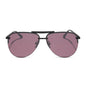 diff eyewear featuring the tahoe aviator sunglasses with a matte black + black temple tips frame and aubergine with silver flash lenses front view