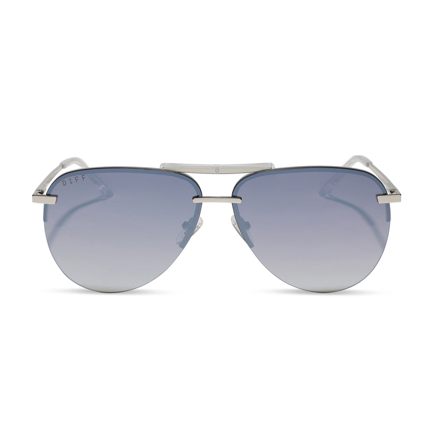 diff eyewear featuring the tahoe aviator sunglasses with a silver metal frame and slate blue gradient flash polarized lenses front view