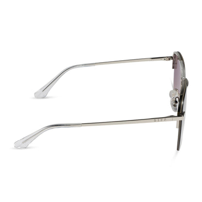 diff eyewear featuring the tahoe aviator sunglasses with a silver metal frame and slate blue gradient flash polarized lenses side view