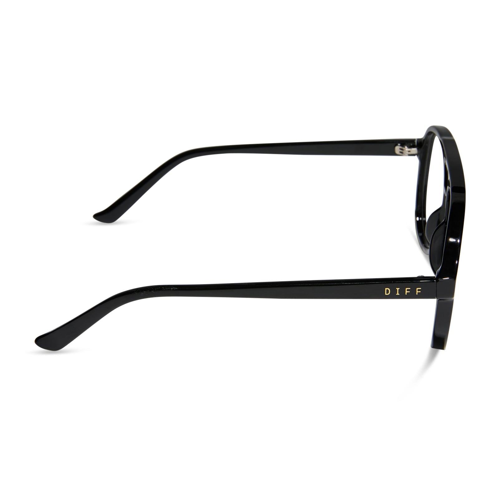 diff eyewear featuring the tatum aviator blue light readers with a black frame side view