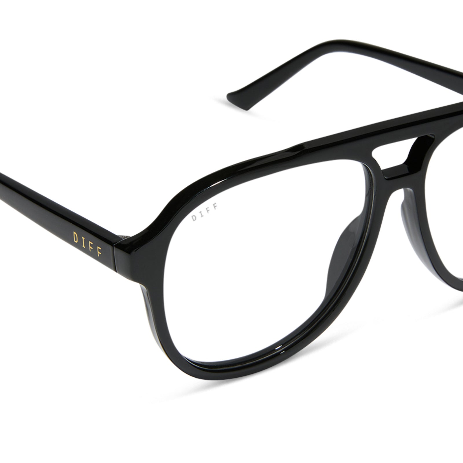 diff eyewear featuring the tatum aviator blue light readers with a black frame detailed view