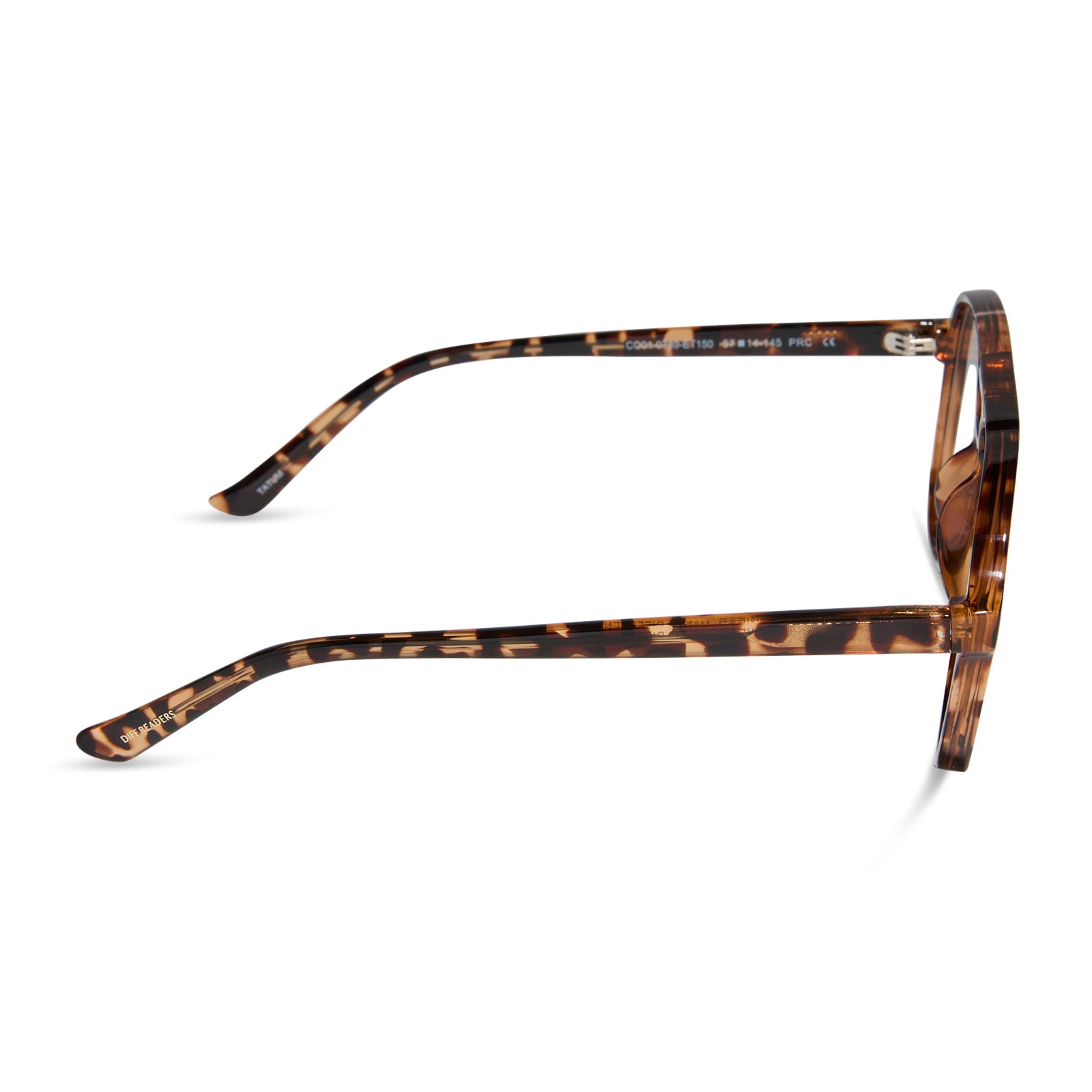 diff eyewear featuring the tatum aviator blue light readers with a espresso tortoise frame side view