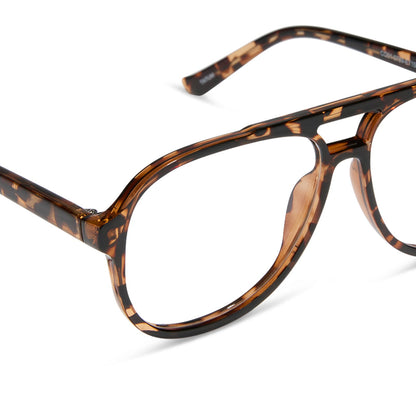 diff eyewear featuring the tatum aviator blue light readers with a espresso tortoise frame detailed view