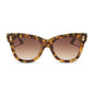 the white lotus x diff eyewear featuring the hawaii cat eye sunglasses with a coconut palm tortoise frame and brown gradient lenses front view