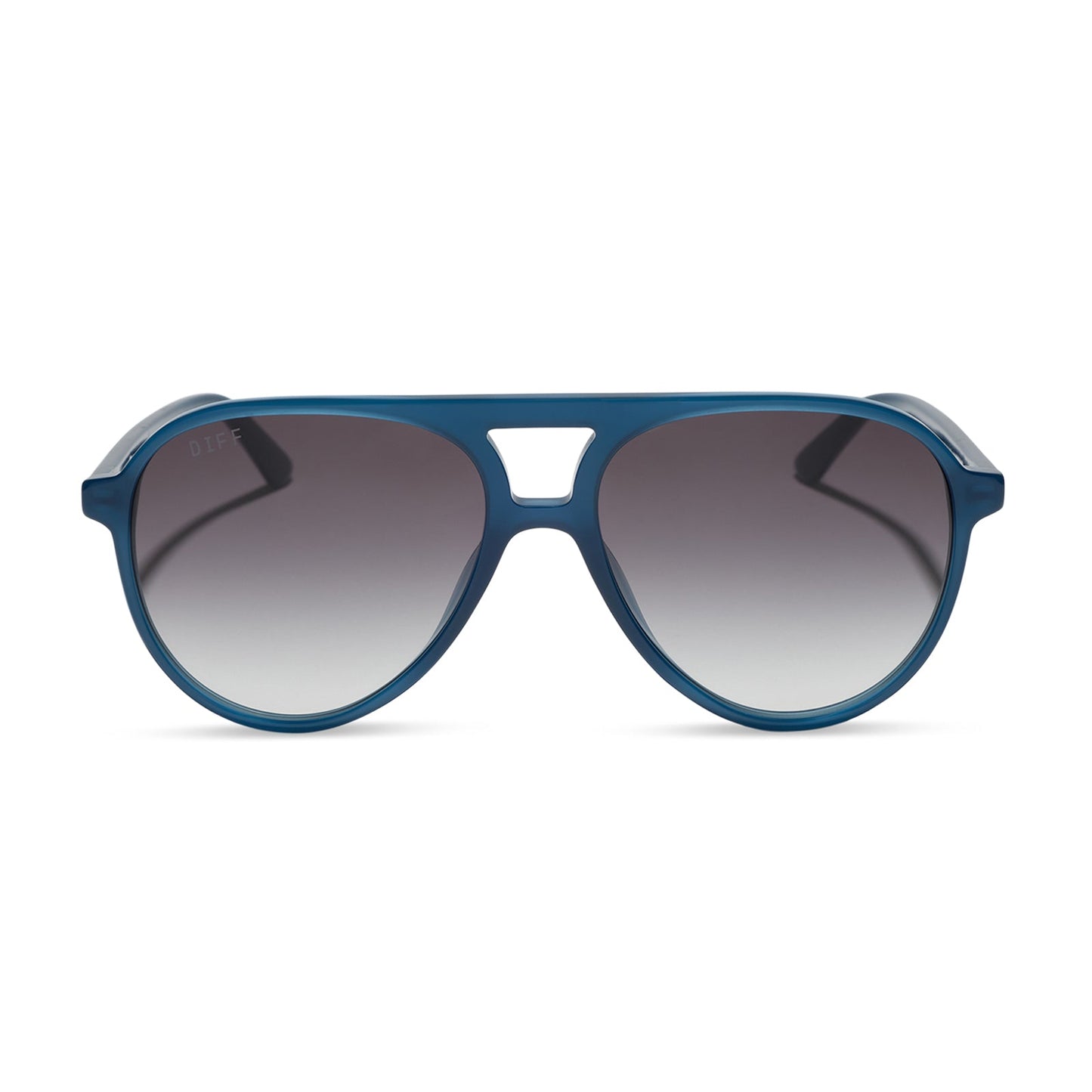diff eyewear featuring the tosca ii aviator sunglasses with a clubhouse blue frame and grey gradient lenses front view