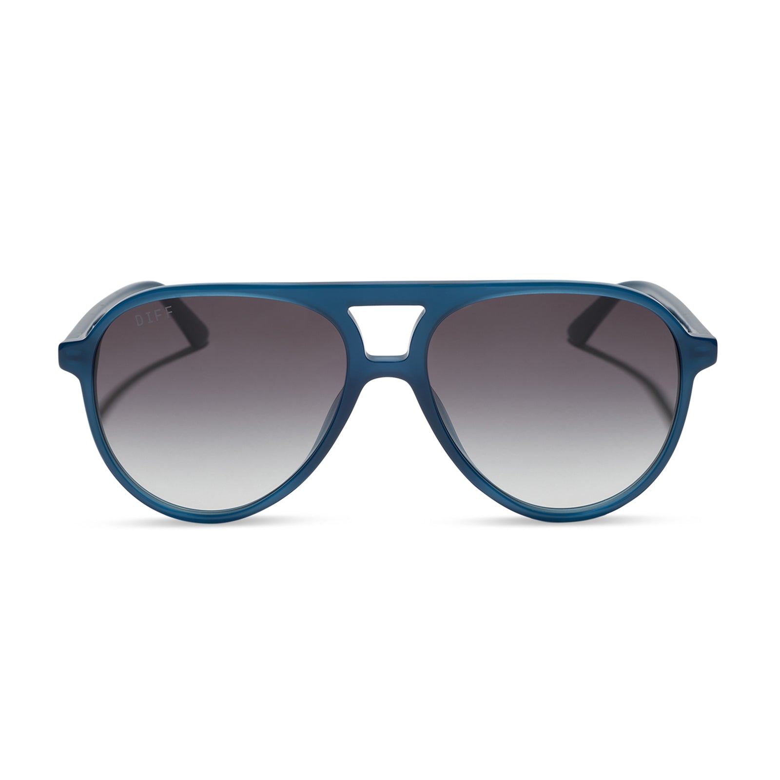 diff eyewear featuring the tosca ii aviator sunglasses with a clubhouse blue frame and grey gradient lenses front view