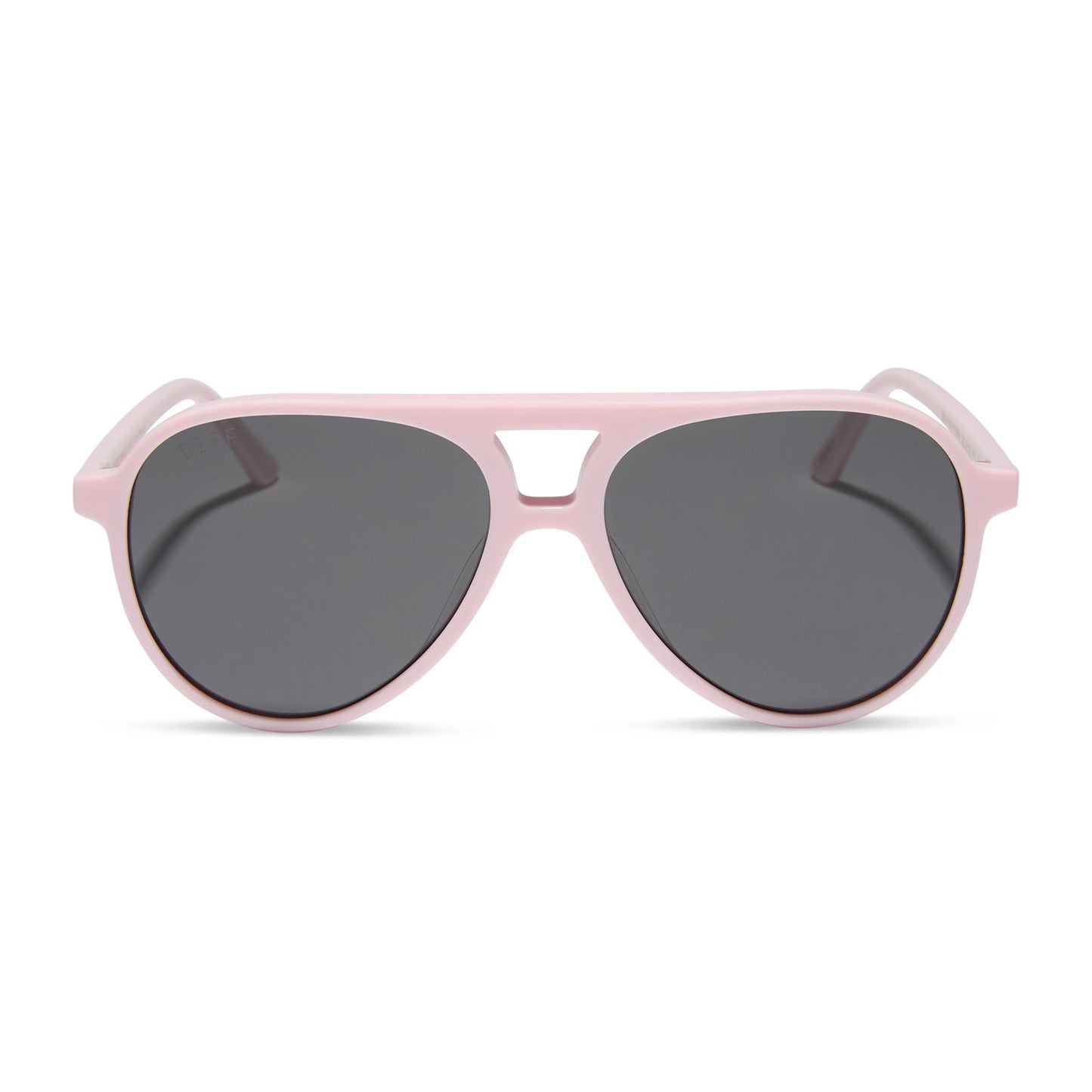 diff eyewear featuring the tosca ii aviator sunglasses with a powder pink frame and grey lenses front view