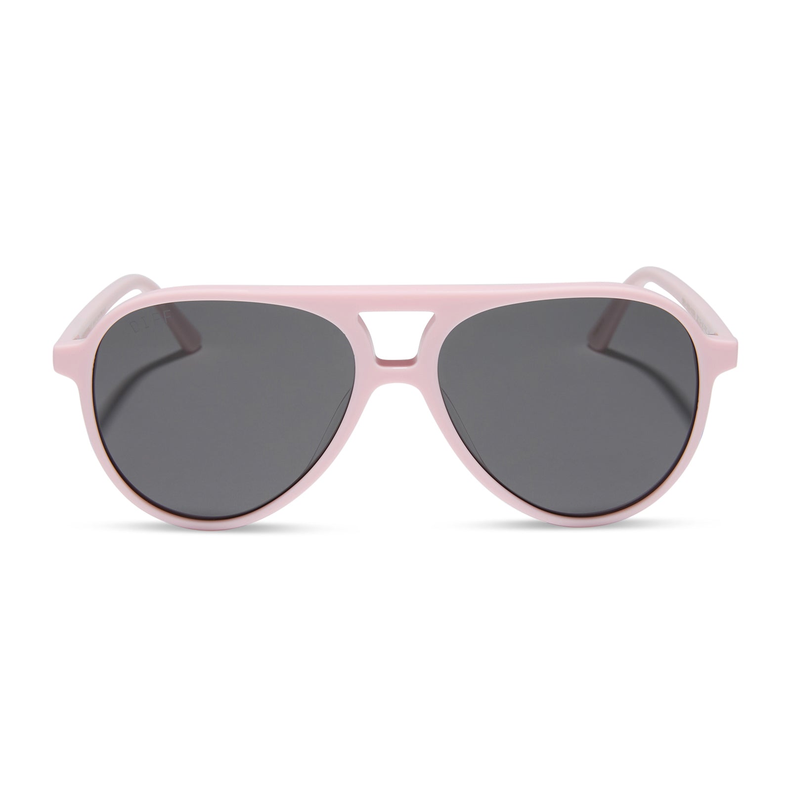 diff eyewear featuring the tosca ii aviator sunglasses with a powder pink frame and grey lenses front view