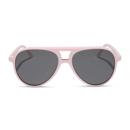 diff eyewear featuring the tosca ii aviator sunglasses with a powder pink frame and grey lenses front view