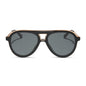 diff eyewear wholesale tosca iii aviator sunglasses with a black and gold trim frame and grey lenses front view