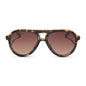 diff eyewear wholesale tosca iii aviator sunglasses with a espresso tortois, gold trim frame and brown gradient lenses front view