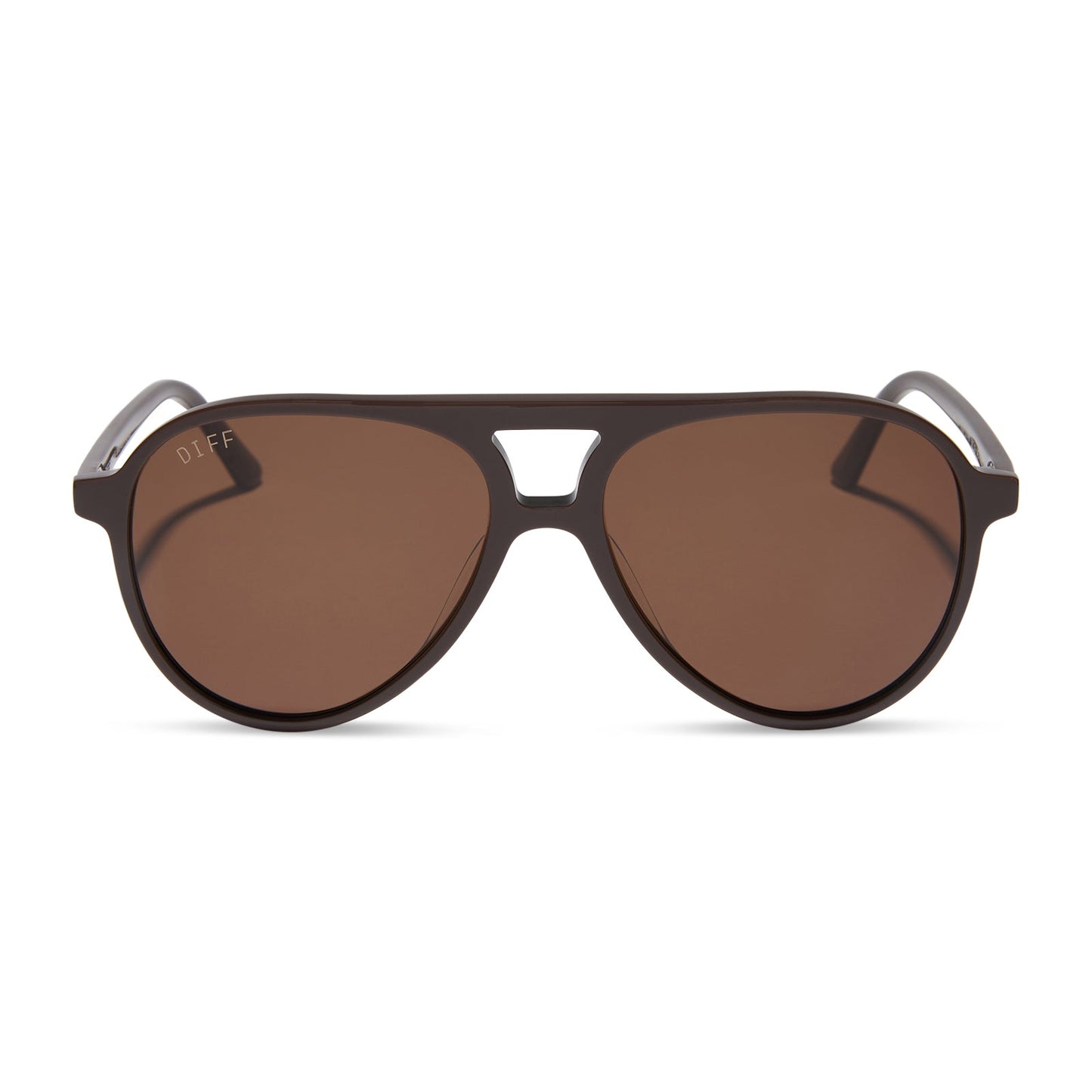 diff eyewear featuring the tosca ii aviator sunglasses with a truffle brown frame and truffle lenses front view