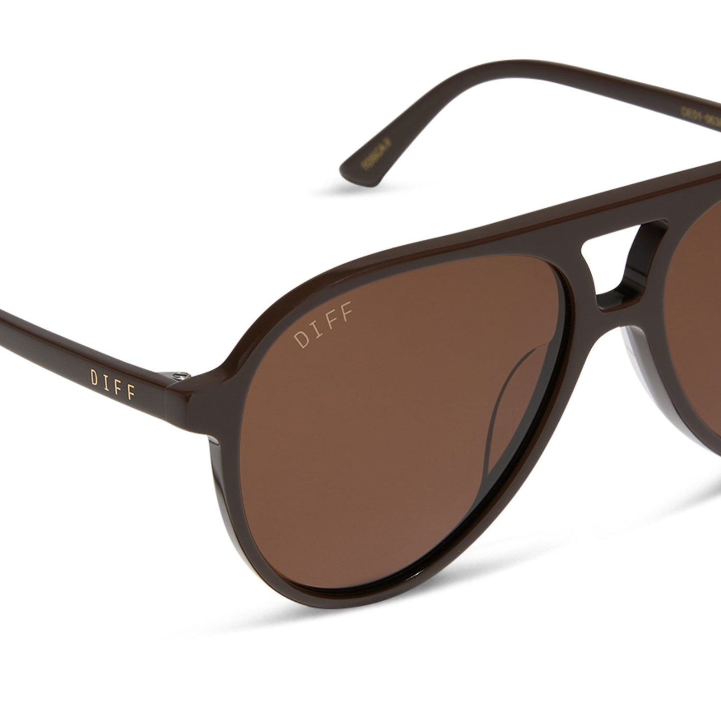 diff eyewear featuring the tosca ii aviator sunglasses with a truffle brown frame and truffle lenses detailed view