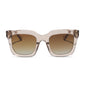 travis mathews x diff eyewear featuring the valencia square sunglasses with a soft taupe crystal acetate frame and brown gradient polarized lenses front view