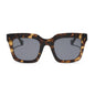 travis mathews x diff eyewear featuring the valencia square sunglasses with a tortoise acetate frame and grey polarized lenses front view
