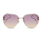 diff eyewear featuring the trista aviator sunglasses with a gold frame and misty lilac gradient lenses front view