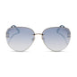 diff eyewear featuring the trista aviator sunglasses with a gold frame and slate blue gradient flash lenses front view