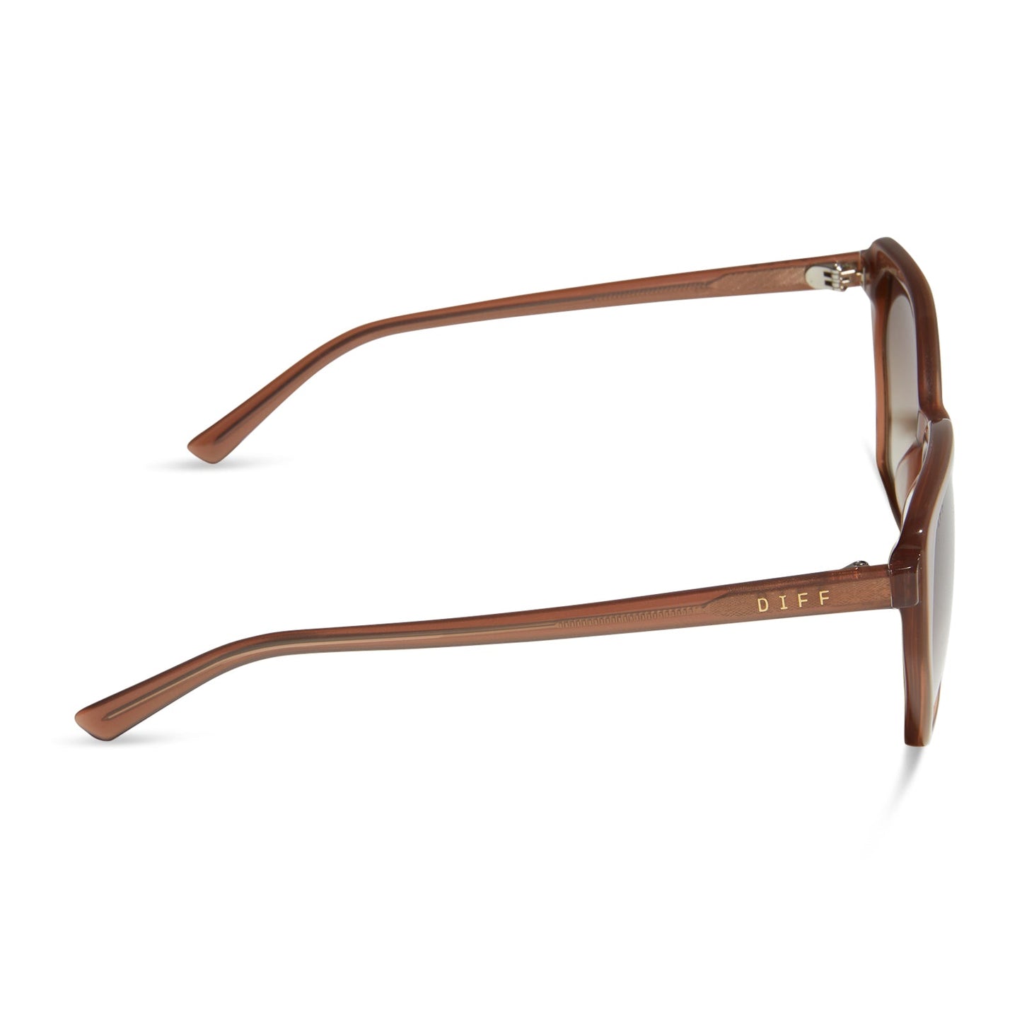 diff eyewear vera square oversized sunglasses with a macchiato brown acetate frame and brown gradient lenses side view