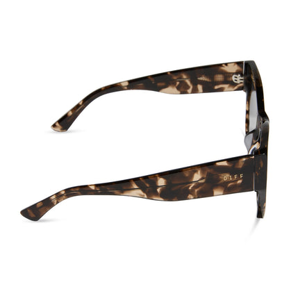 diff eyewear featuring the vivienne cat eye sunglasses with a espresso tortoise frame and grey polarized lenses side view