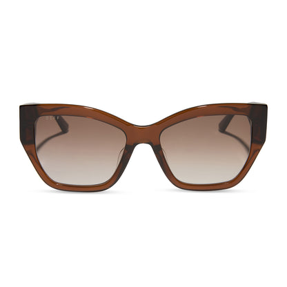 diff eyewear featuring the vivienne cat eye sunglasses with a whiskey frame and brown gradient polarized lenses front view