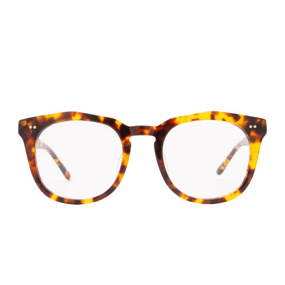 diff eyewear weston round glasses with a amber tortoise acetate frame and prescription lenses front view