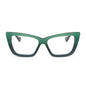 wicked x diff eyewear featuring the elphaba emerald square prescription glasses with a black green gradient frame front view
