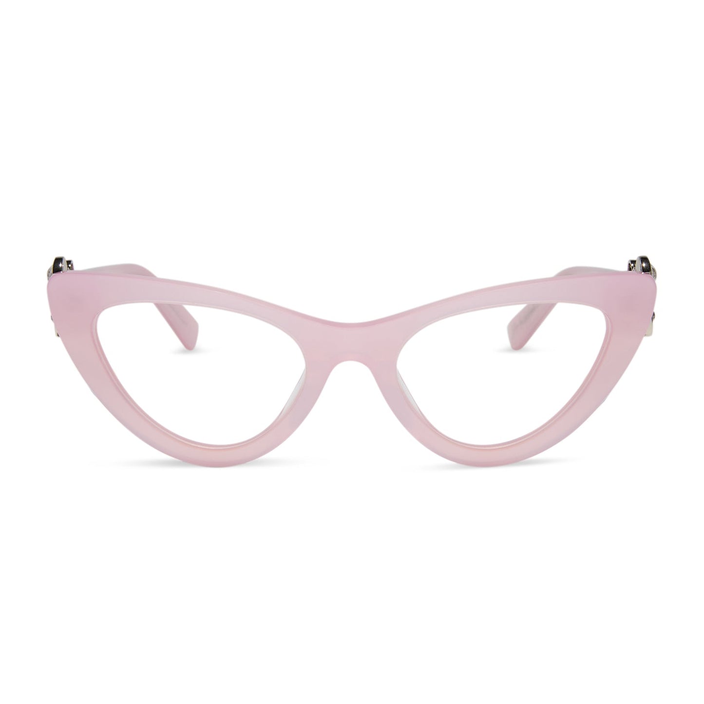 wicked x diff eyewear featuring the glinda upland for good cat eye prescription glasses with a pink frame front view