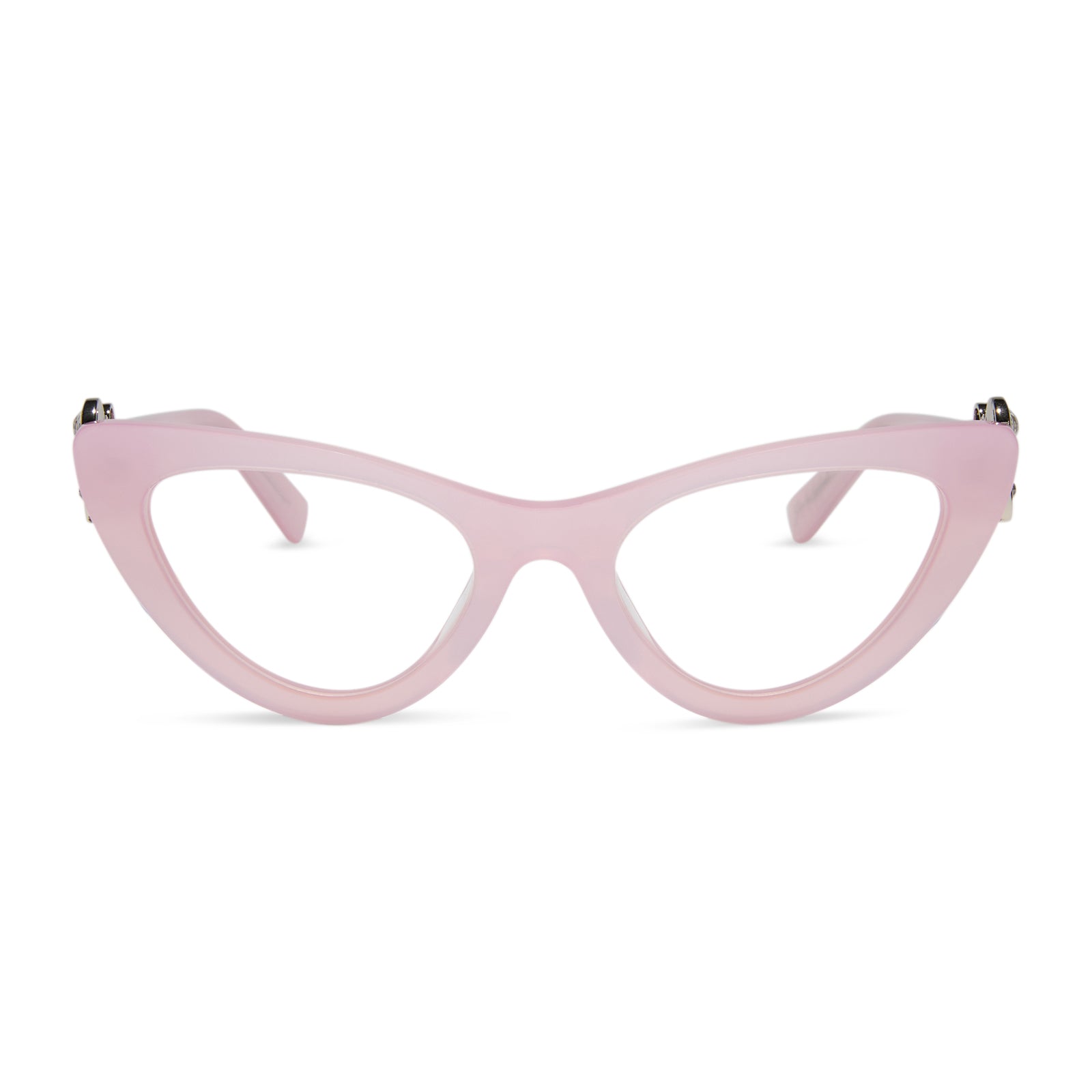 wicked x diff eyewear featuring the glinda upland for good cat eye prescription glasses with a pink frame front view