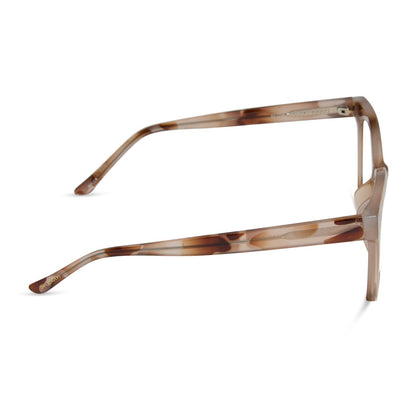 diff eyewear featuring the willa square blue light readers with a cream tortoise frame side view