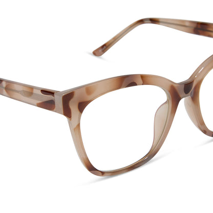 diff eyewear featuring the willa square blue light readers with a cream tortoise frame detailed view