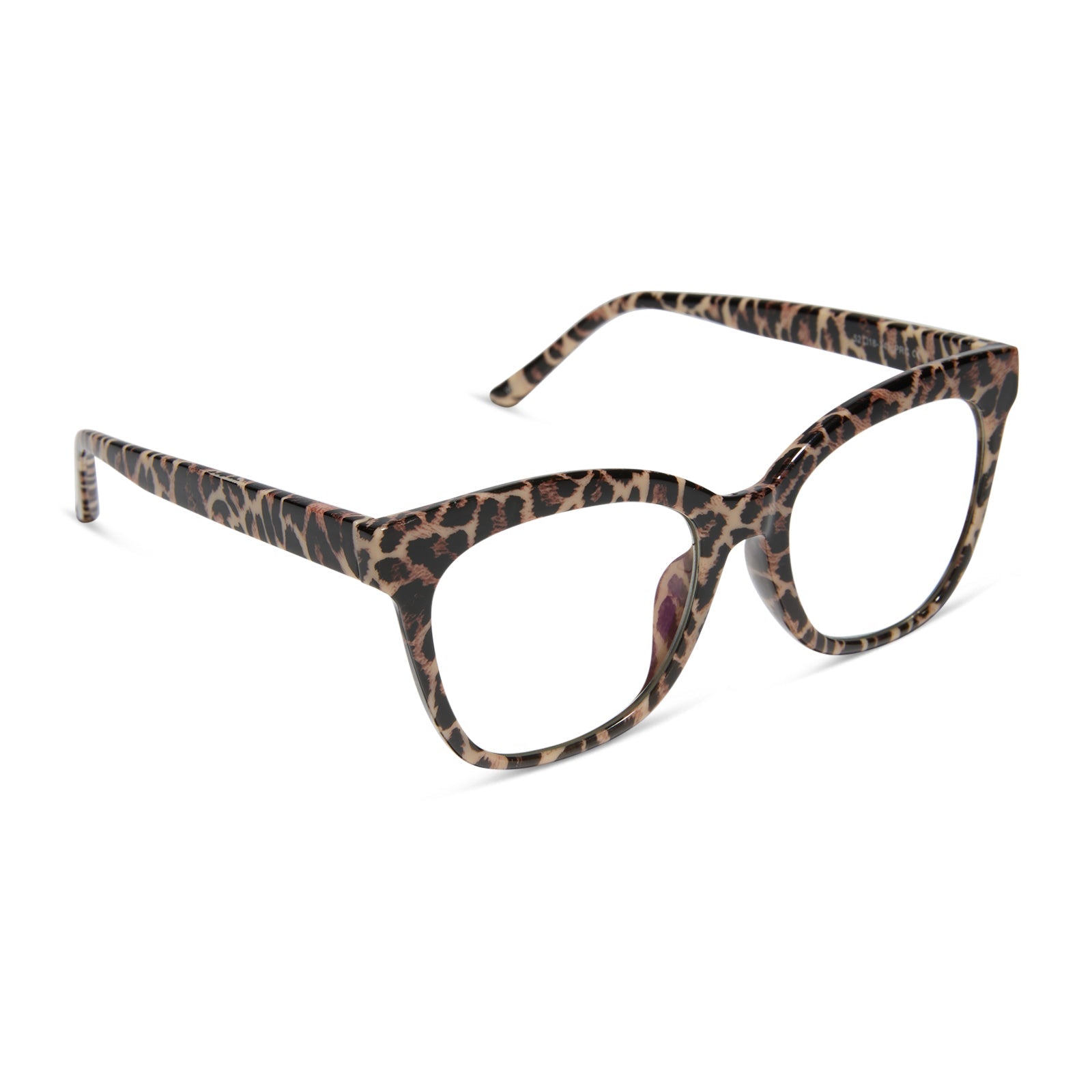 diff eyewear featuring the willa square blue light readers with a leopard tortoise frame angled view