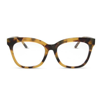 diff eyewear featuring the winston square prescription glasses with a brown kombu frame front view
