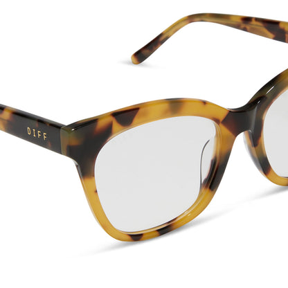 diff eyewear featuring the winston square prescription glasses with a brown kombu frame detailed view