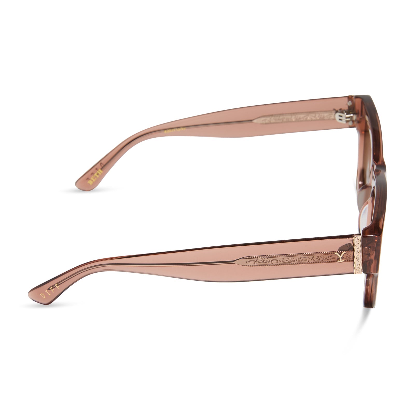 yellowstone x diff eyewear featuring the beth ii cat eye sunglasses with a cafe ole frame and brown polarized lenses side view