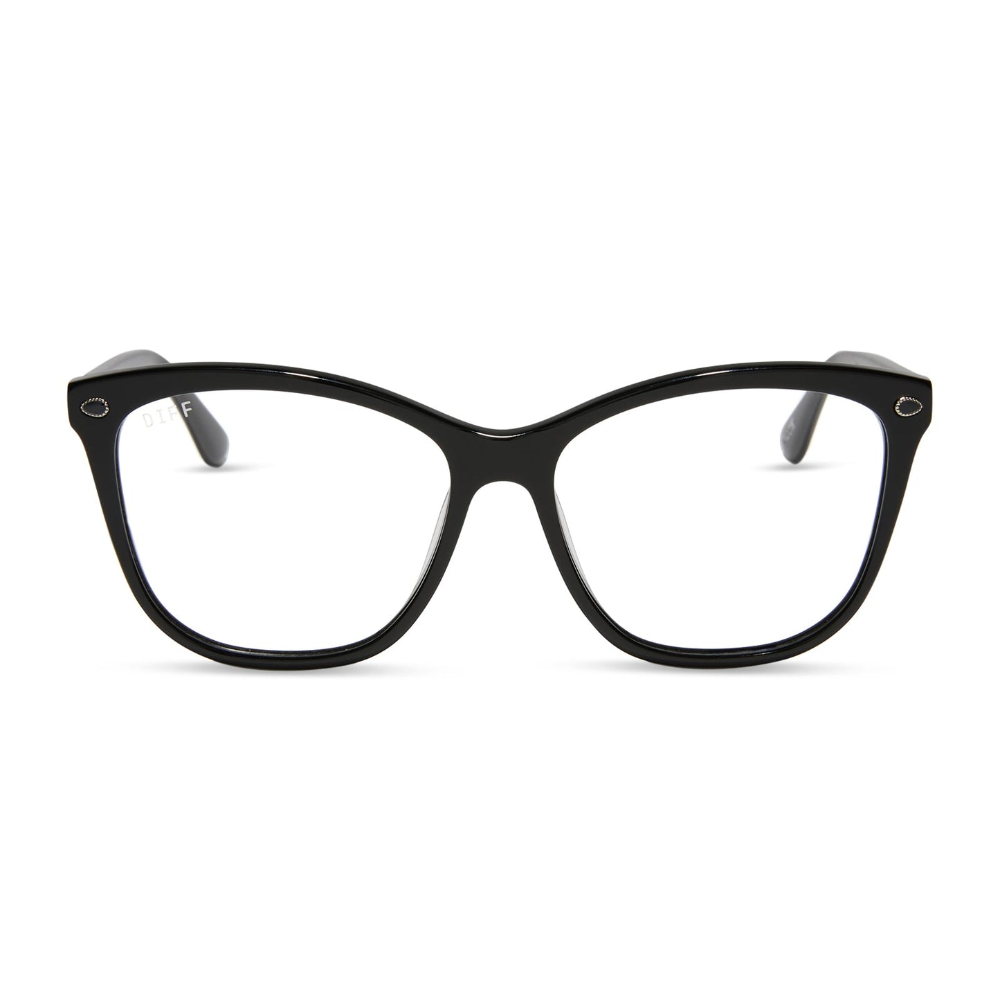yellowstone x diff eyewear featuring the beth iii cat eye prescription glasses in black front view