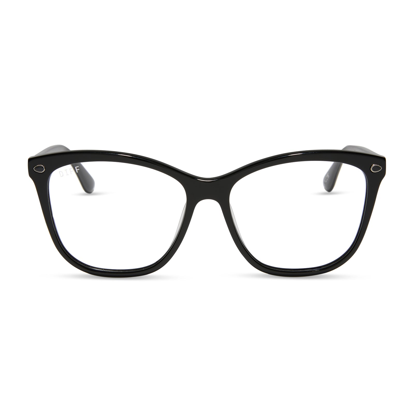 yellowstone x diff eyewear featuring the beth iii cat eye prescription glasses in black front view