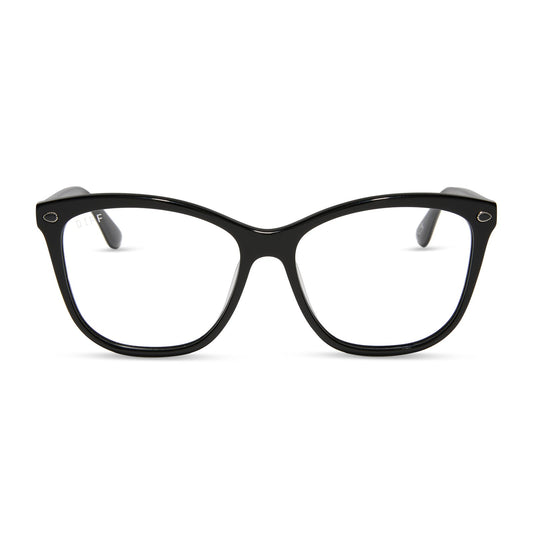 yellowstone x diff eyewear featuring the beth iii cat eye prescription glasses in black front view