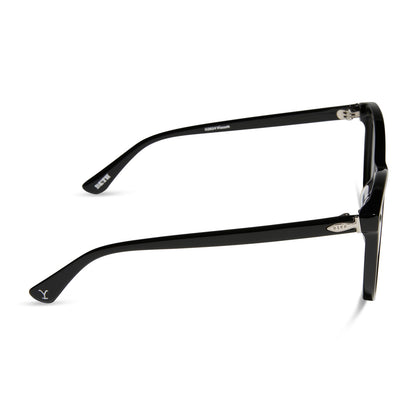 yellowstone x diff eyewear featuring the beth iii cat eye prescription glasses in black side view