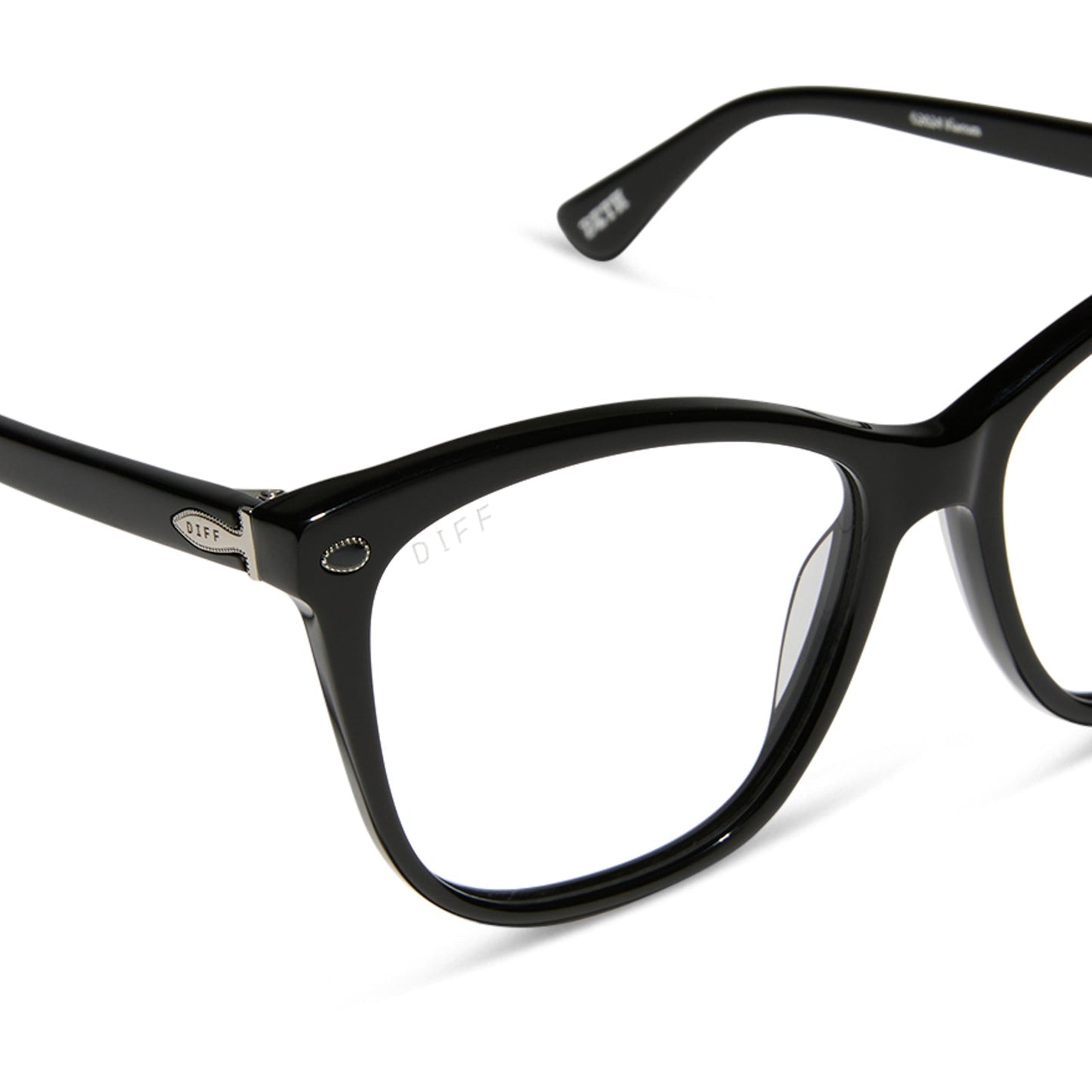 yellowstone x diff eyewear featuring the beth iii cat eye prescription glasses in black detailed view